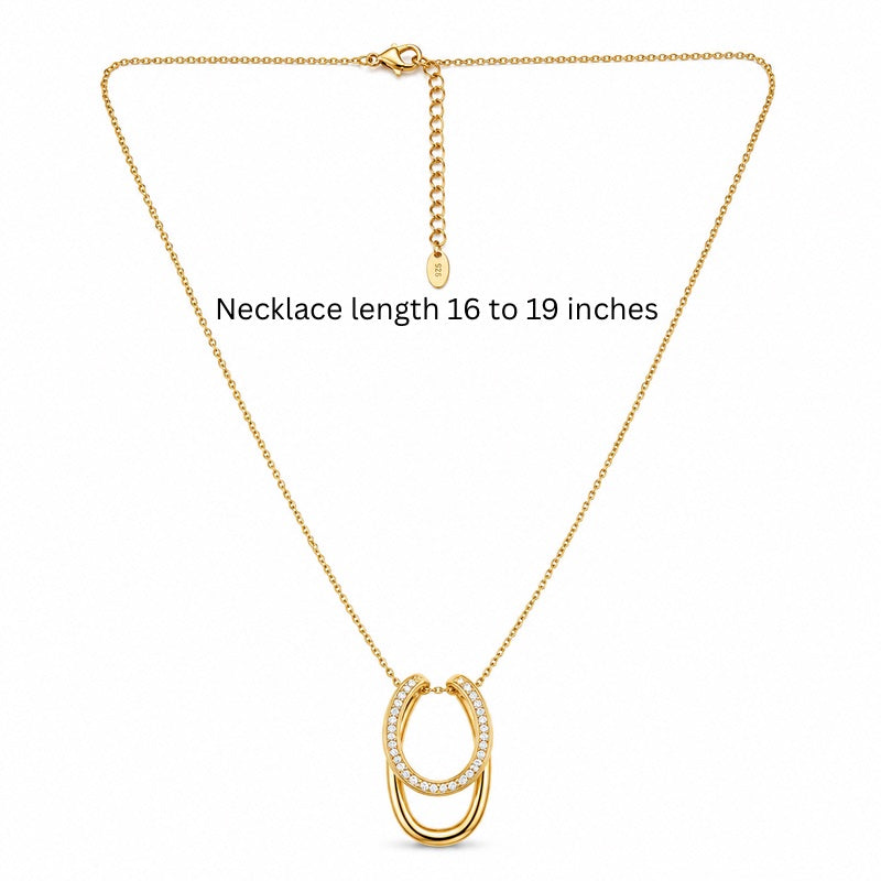 Interlock Halo Necklace in 925 Sterling Silver (Gold Plated)