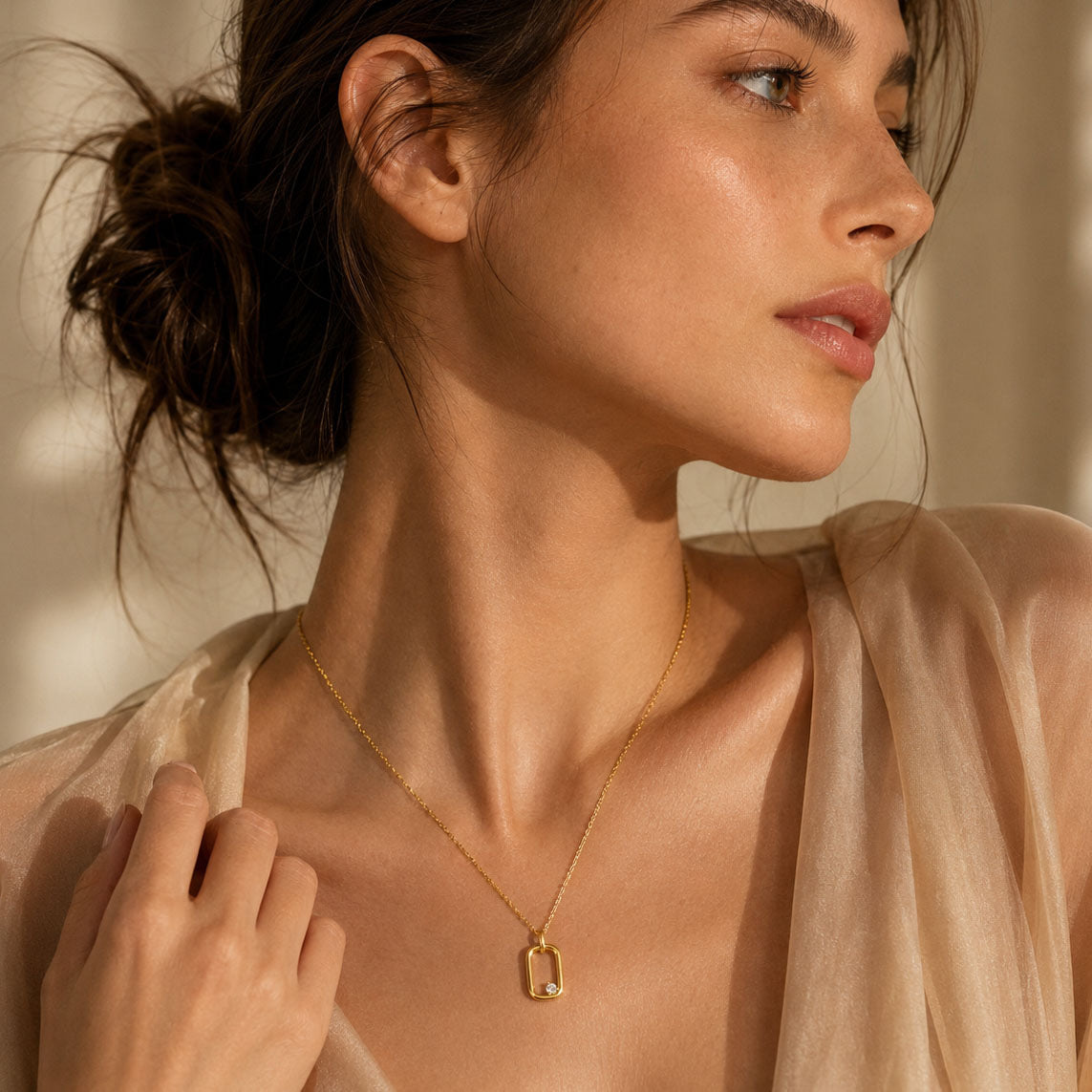 Celeste Solitaire Pendant Necklace in 925 Sterling Silver (Gold Plated)