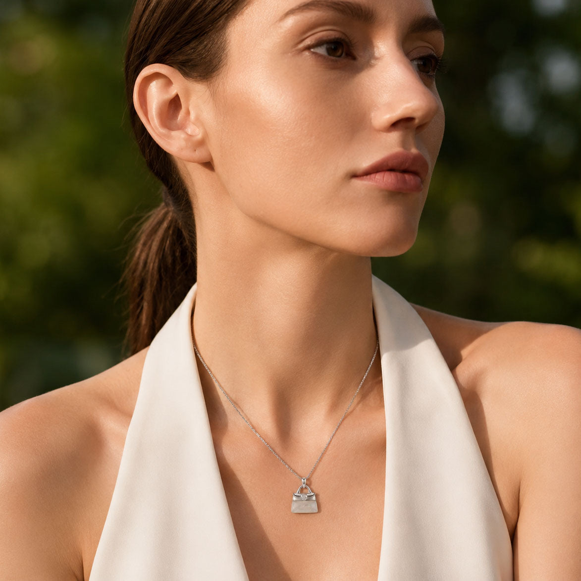 Luxe Handbag Pendant Necklace in 925 Sterling Silver