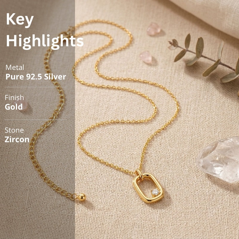 Celeste Solitaire Pendant Necklace in 925 Sterling Silver (Gold Plated)