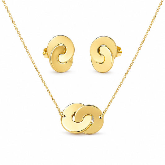Interlocking Circle Pendant & Earrings Set in 925 Sterling Silver