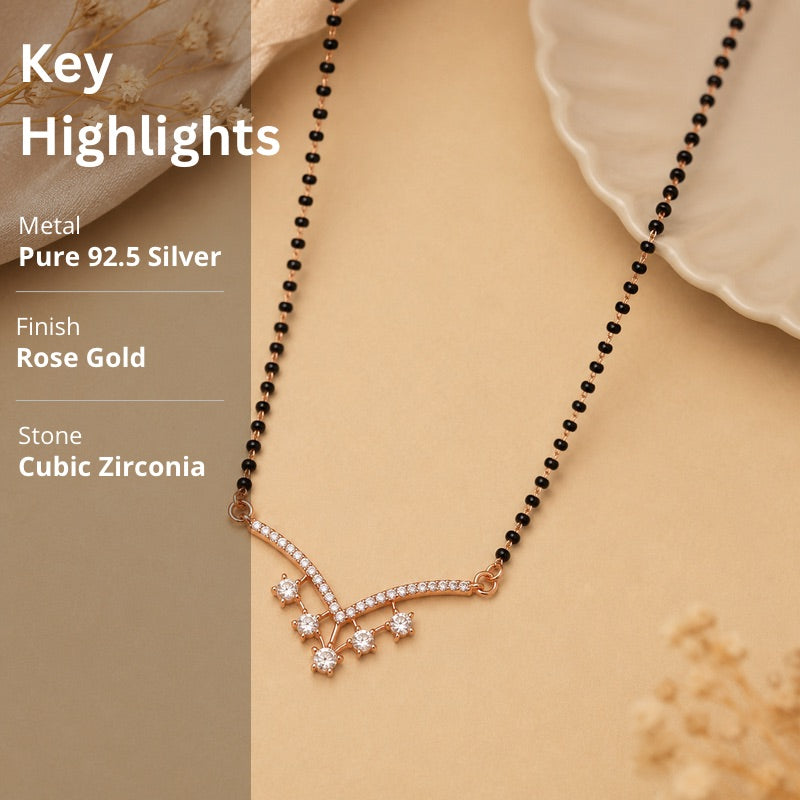 Minimal Mangalsutra in 925 Sterling Silver (Rose Gold Finish)