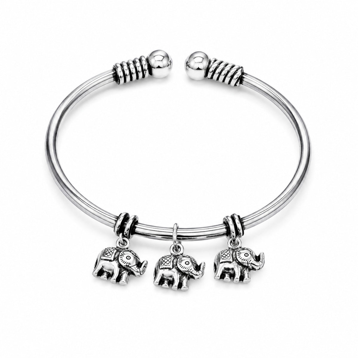 Silver Dangling Elephant Cuff