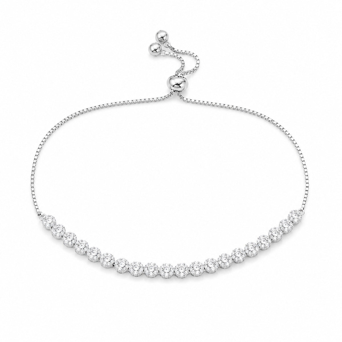 Floral CZ Silver Bracelet