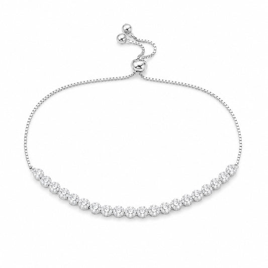 Floral CZ Silver Bracelet