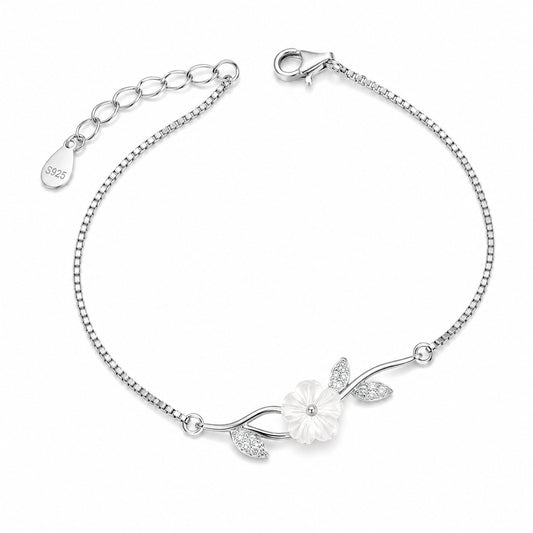Elegant Silver Floral Bracelet
