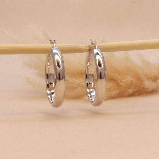 Polished Silver  Hoops