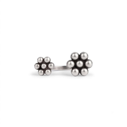 Silver Oxidised Mndala Ring