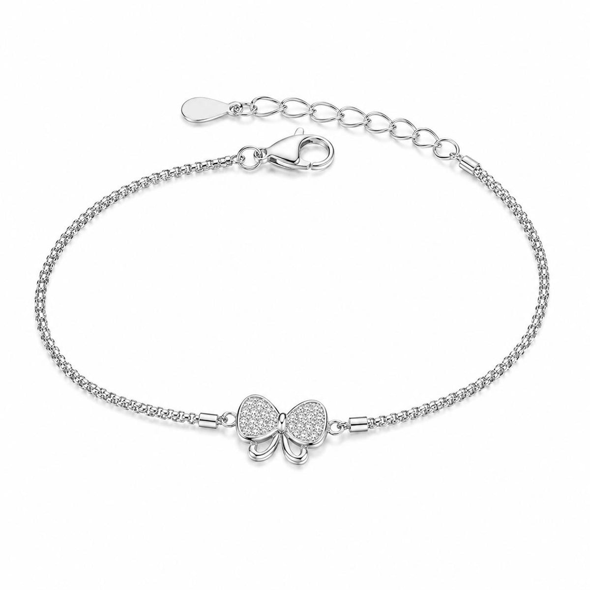 CZ Bow Silver Bracelet