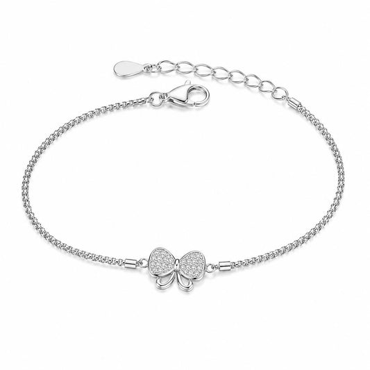 CZ Bow Silver Bracelet