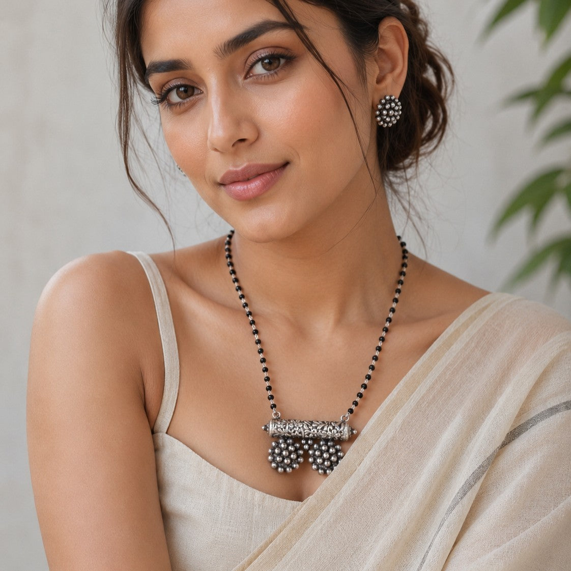 Oxidised Mangalsutra with Earrings