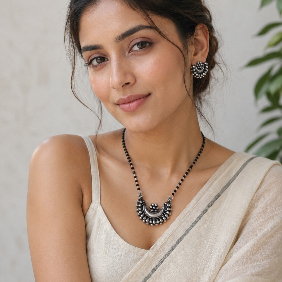 Oxidised Mangalsutra with Earrings