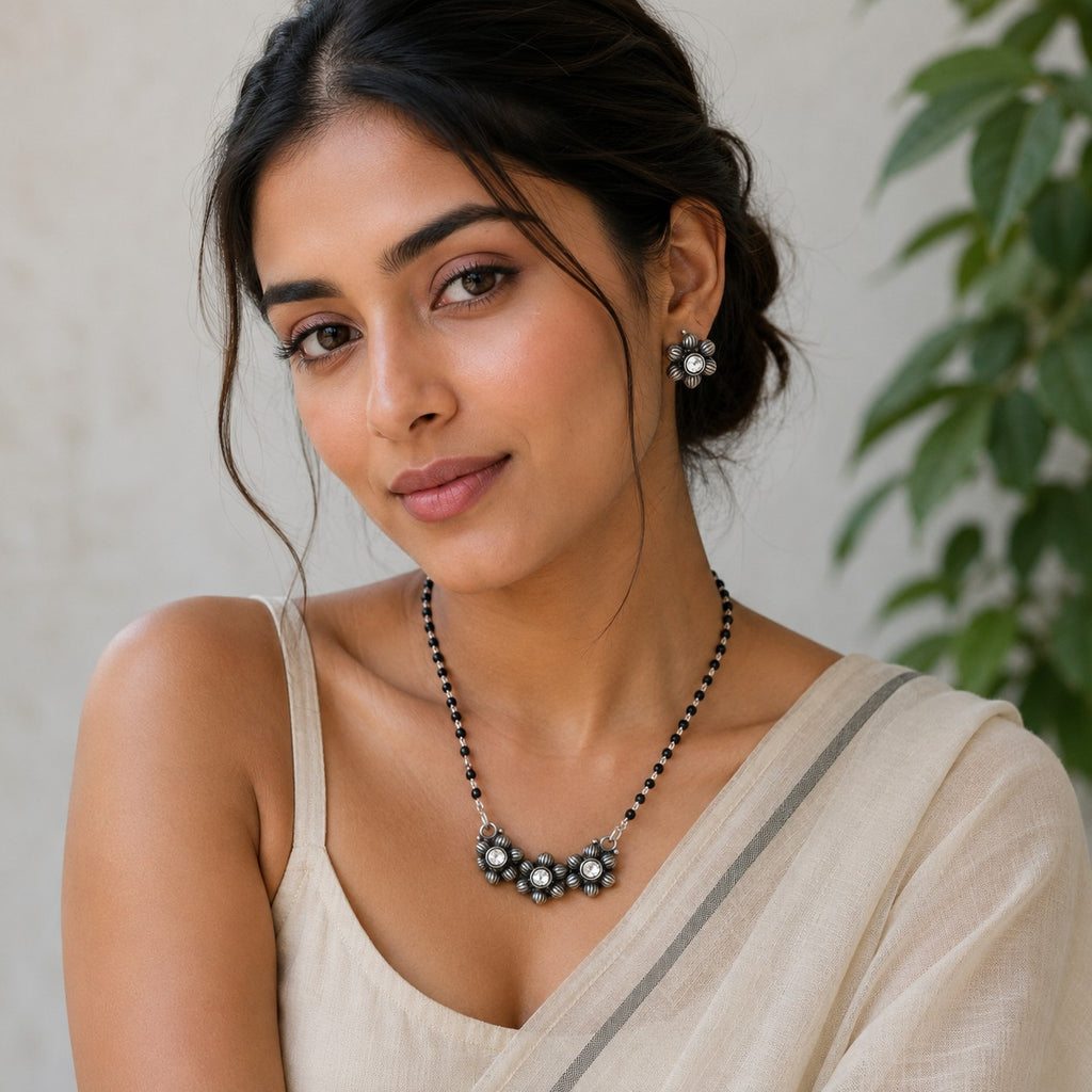 Oxidised Mangalsutra with Earrings
