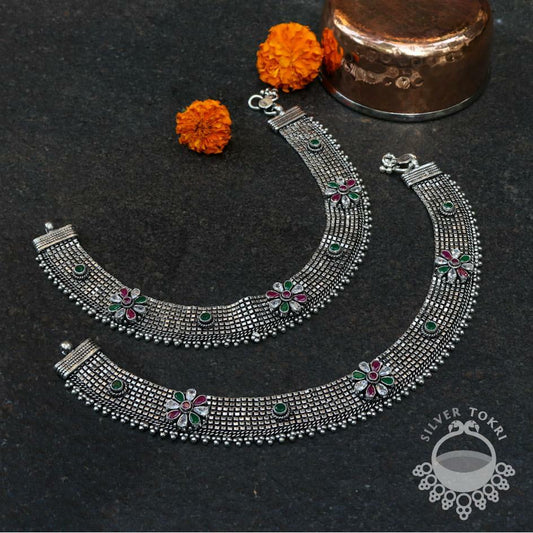 Oxidized Silver Anklet