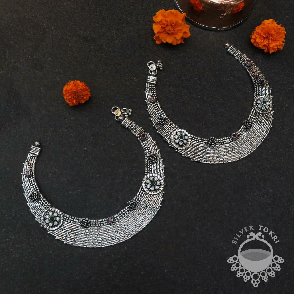 Oxidized Silver Anklet
