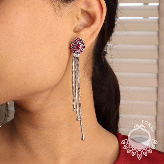 silver long earrings
